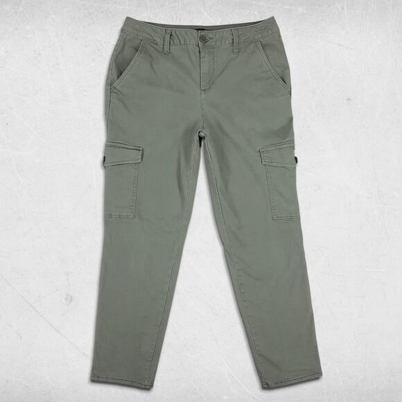 1822 Denim Cargo Pants Womens 10 Green Pockets Stretch Cotton Blend Utility Y2K - Picture 1 of 13